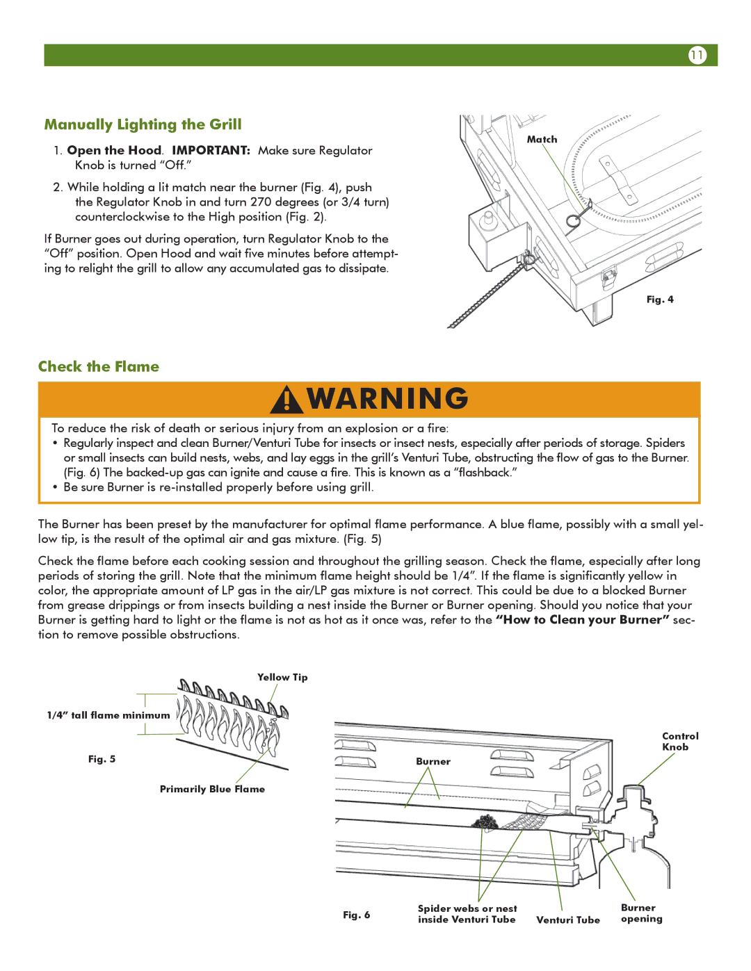 Aussie 6T01U00SS1 user manual Manually Lighting the Grill, Check the Flame 