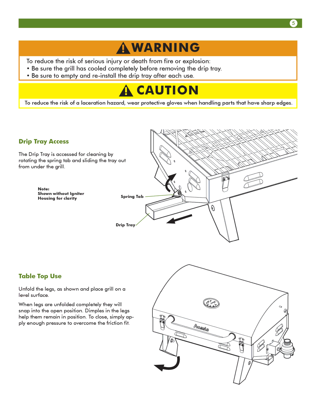 Aussie 6T01U00SS1 user manual Drip Tray Access, Table Top Use 