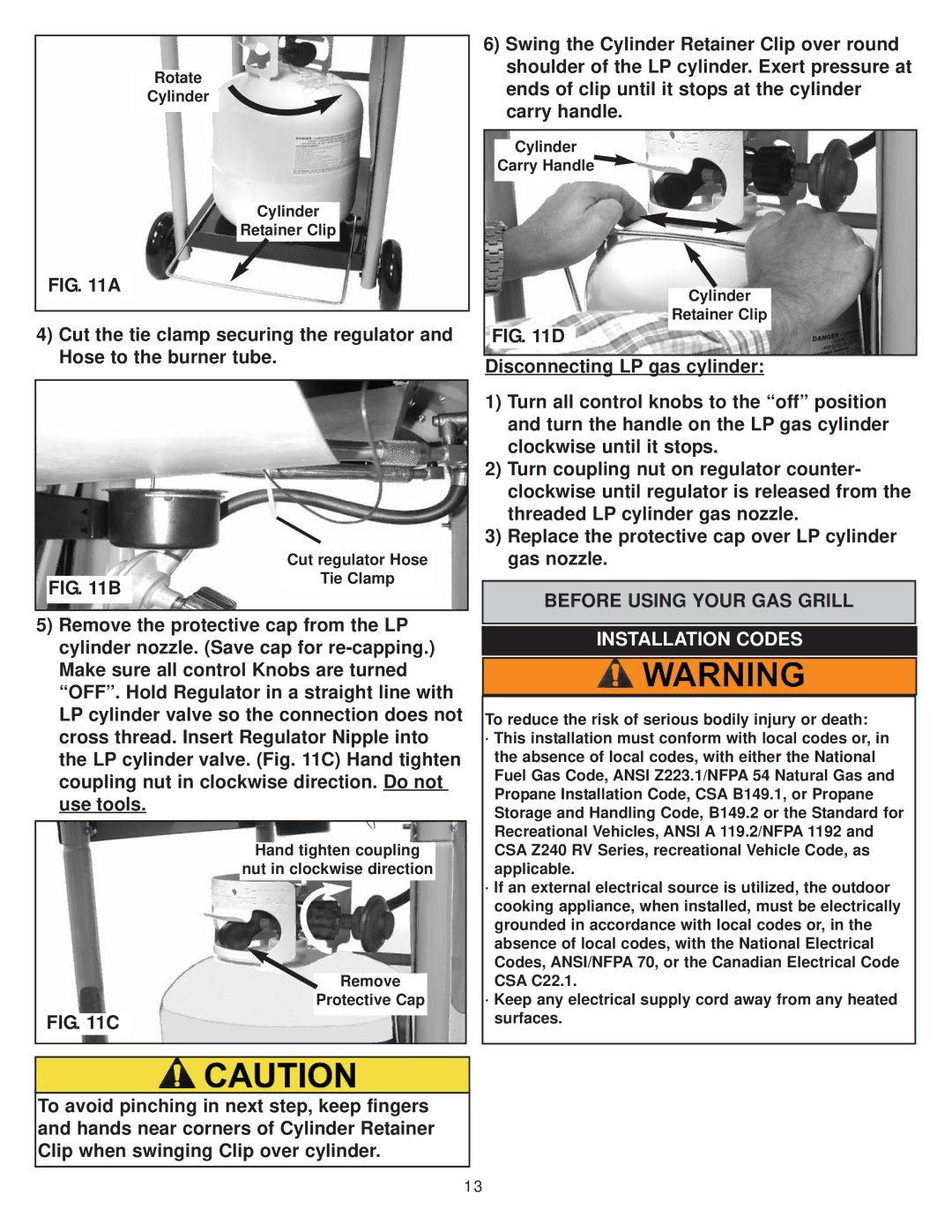 Aussie 7110 manual Before Using Your GAS Grill, Installation Codes 