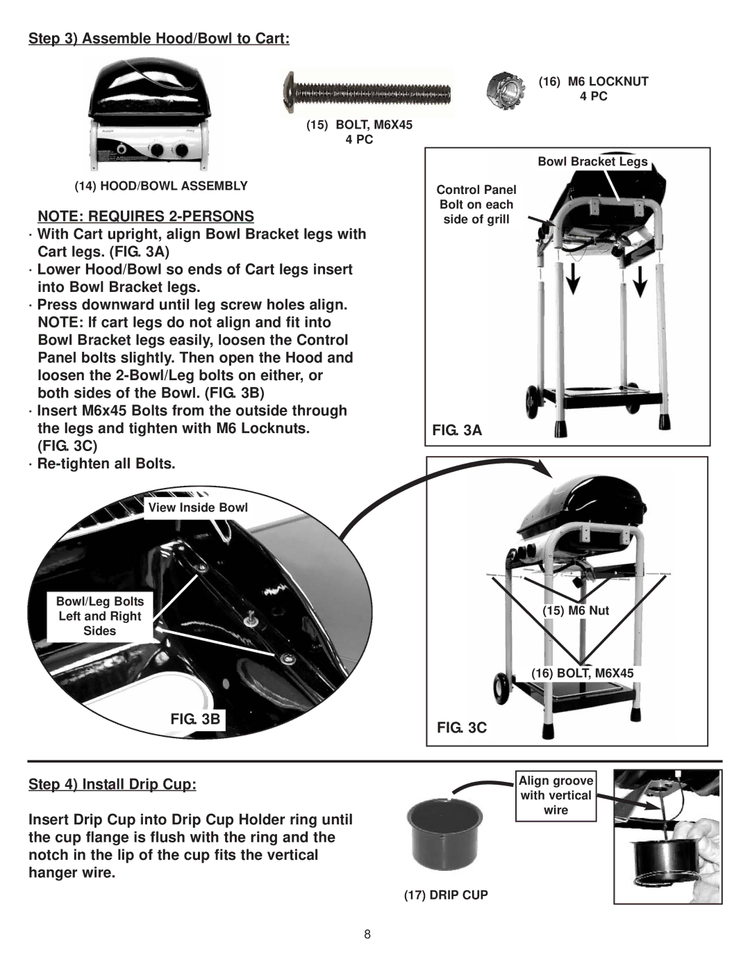 Aussie 7110 manual Assemble Hood/Bowl to Cart 