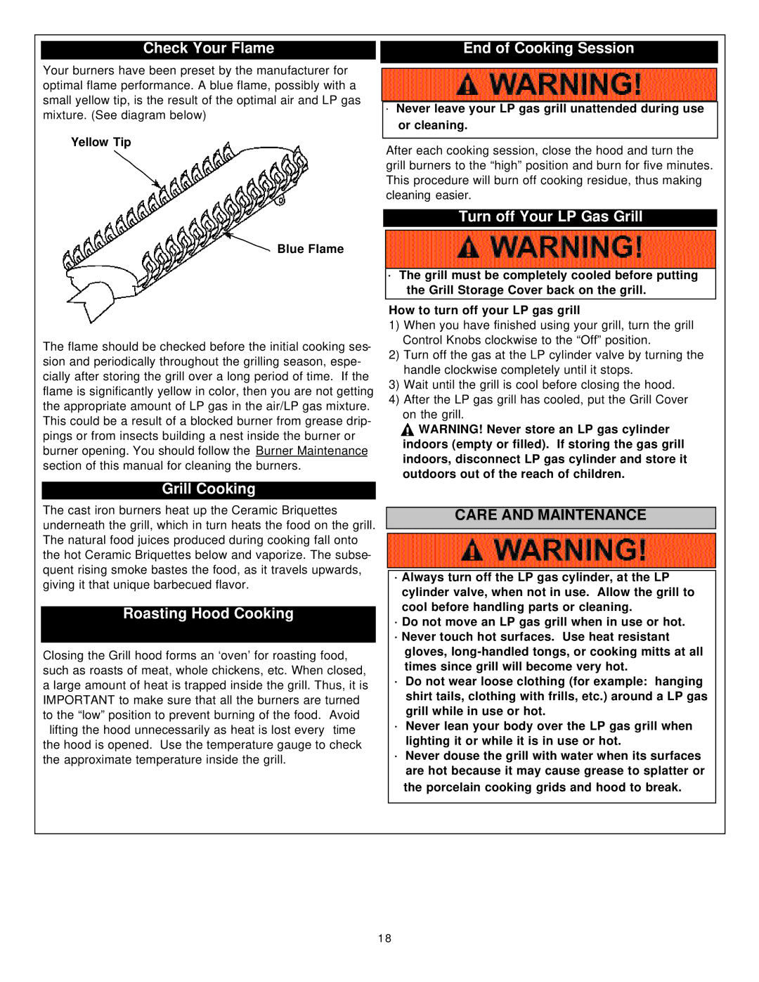 Aussie 8362 Check Your Flame End of Cooking Session, Grill Cooking, Roasting Hood Cooking, Turn off Your LP Gas Grill 