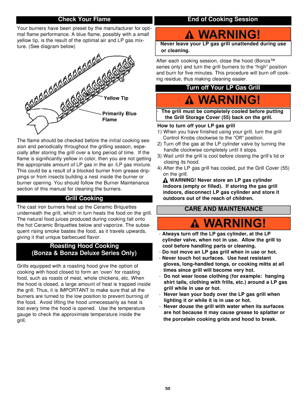 Aussie Bonza Check Your Flame End of Cooking Session, Turn off Your LP Gas Grill, Grill Cooking, Care and Maintenance 