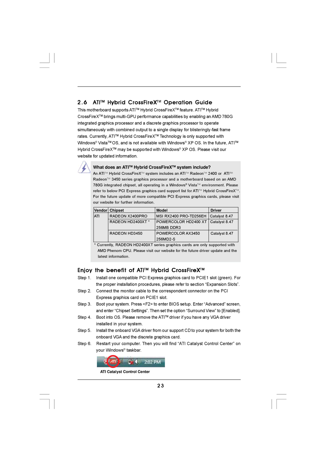 Auto Page A780 user manual Atitm Hybrid CrossFireXTM Operation Guide, Enjoy the benefit of Atitm Hybrid CrossFireXTM 