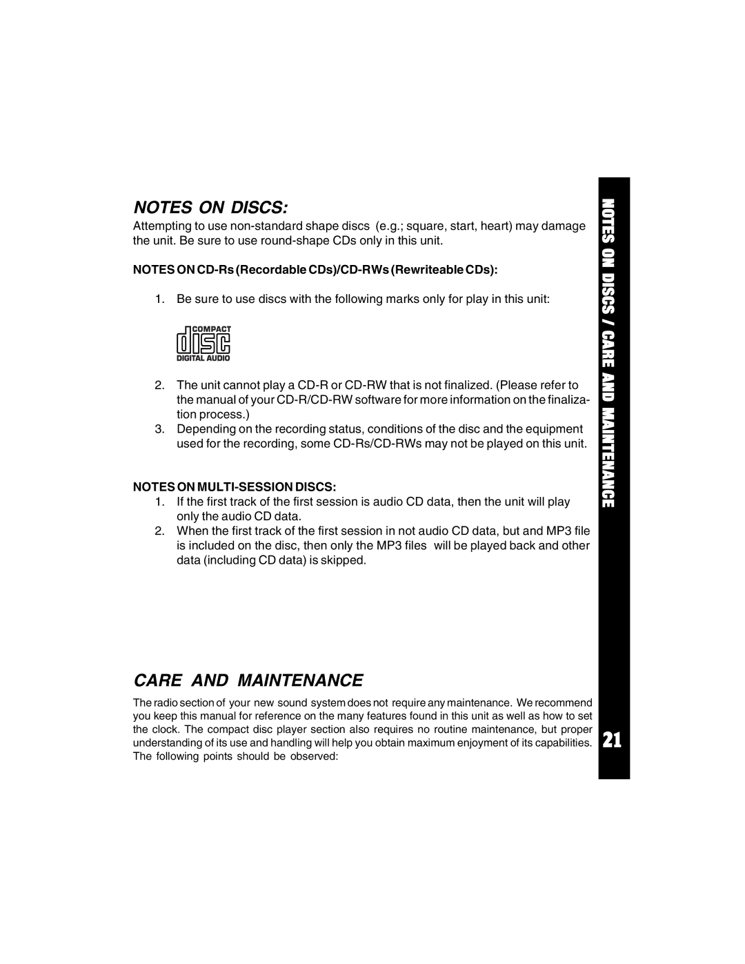 Auto Page ACD-94 manual Care and Maintenance 