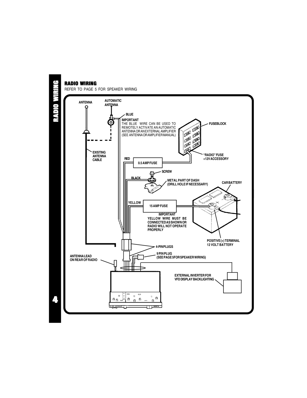 Auto Page ACD-94 manual Wiring, Radio 