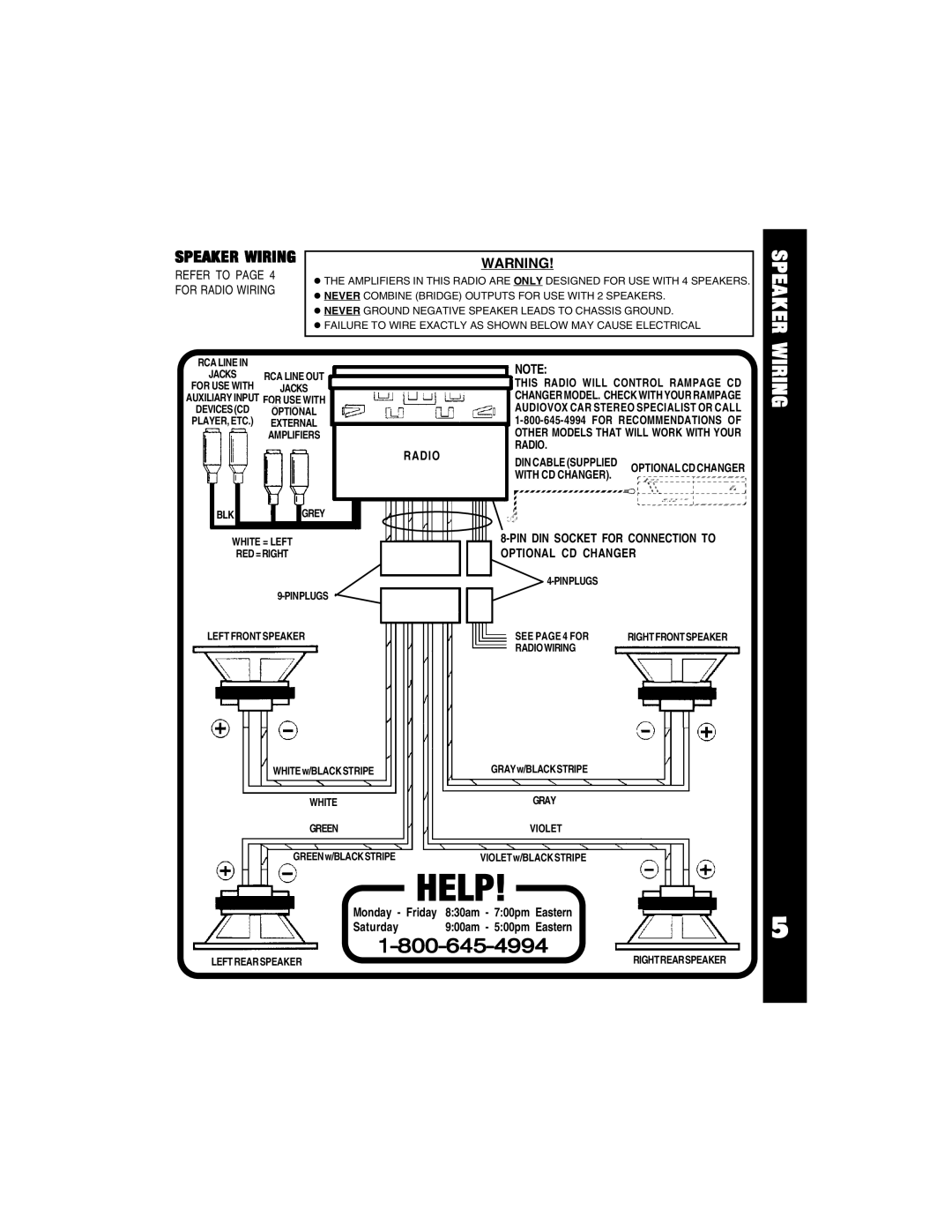 Auto Page ACD-94 manual Speaker Wiring 