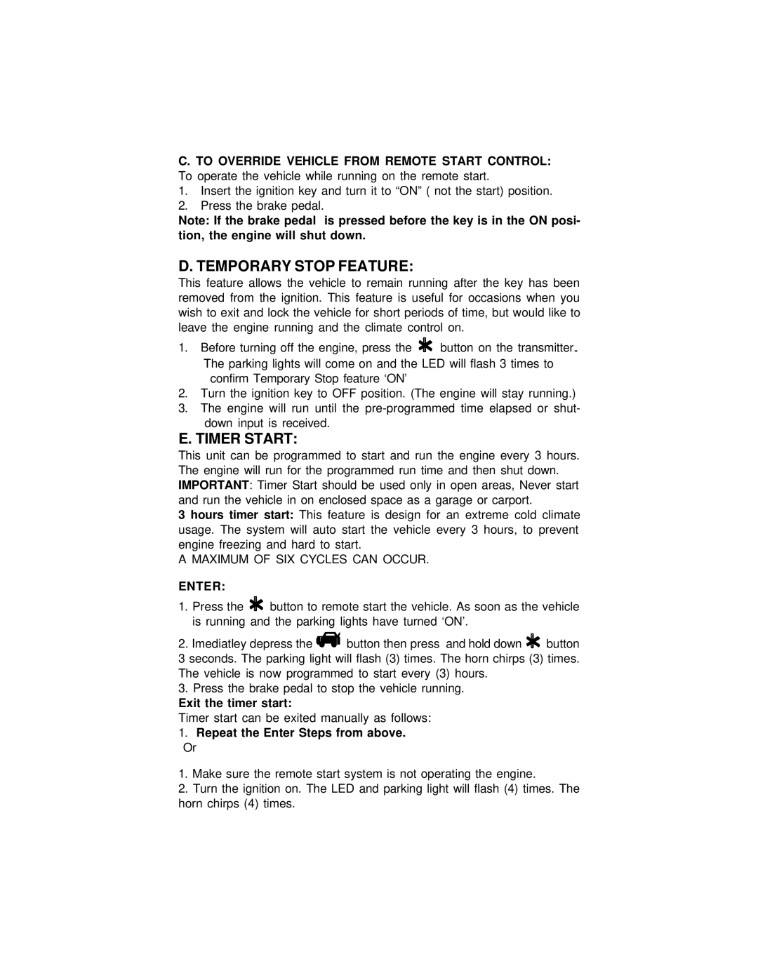 Auto Page RS-610 manual Temporary Stop Feature, Timer Start, Exit the timer start, Repeat the Enter Steps from above 