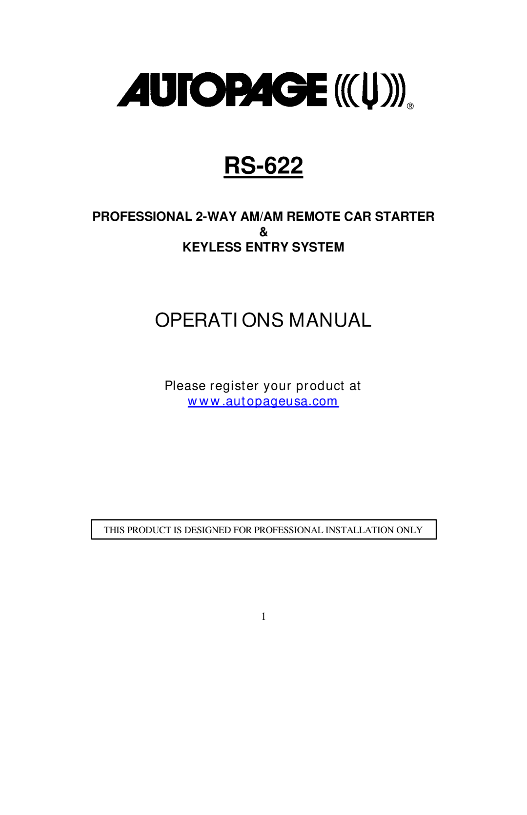 Auto Page RS-622 manual 