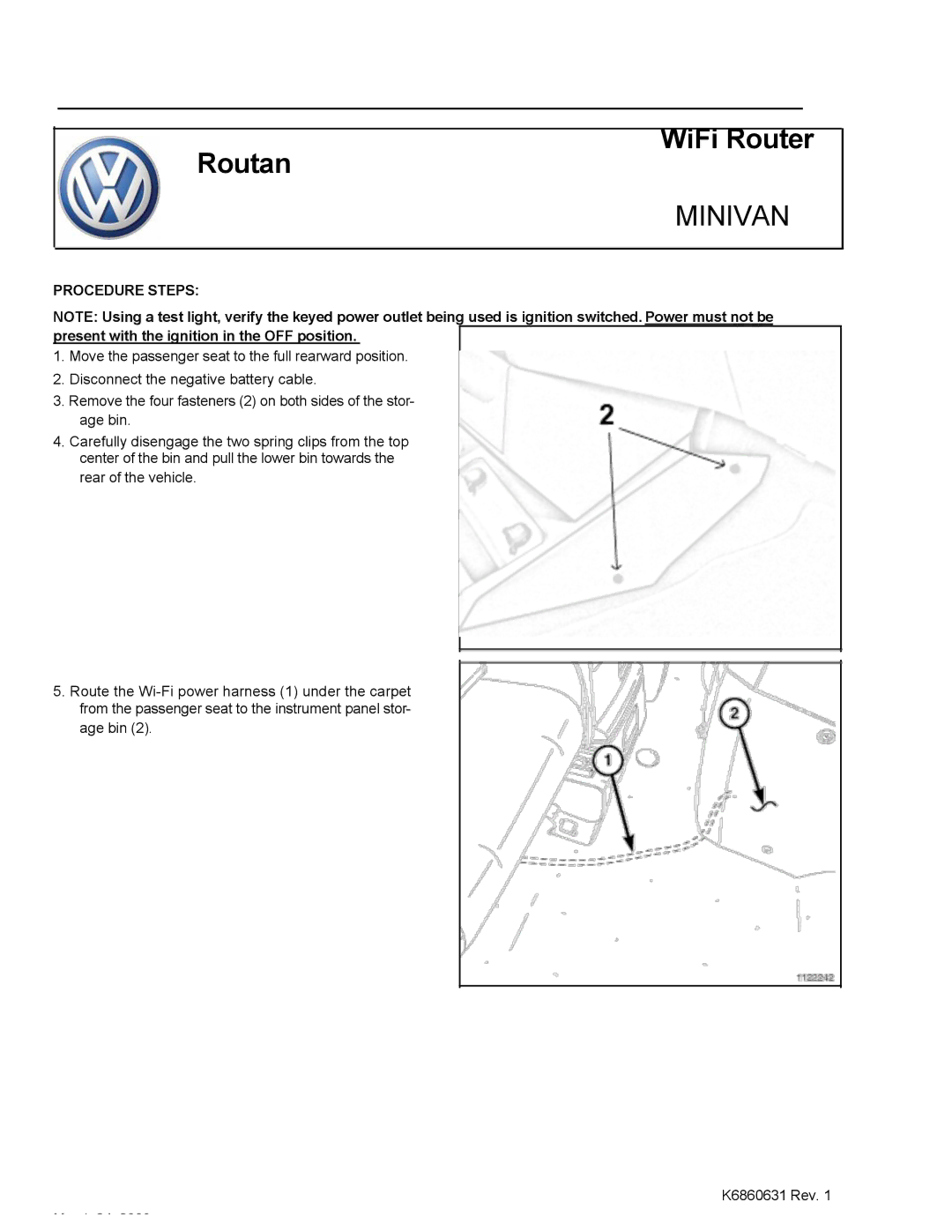 Autonet K6860631, MINIVAN manual WiFi Router Routan 