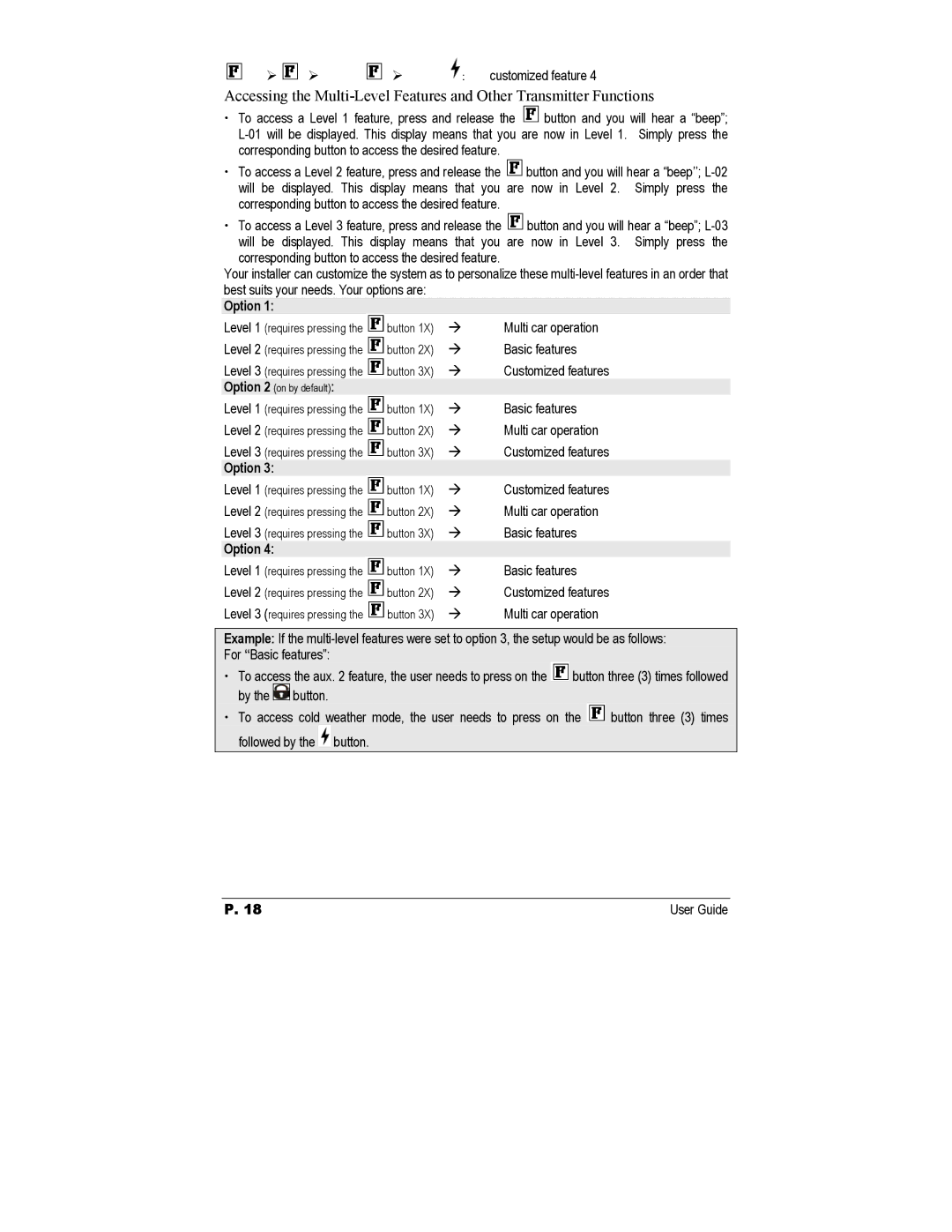 Autostart AS-3472TW-FM manual Option, Button 