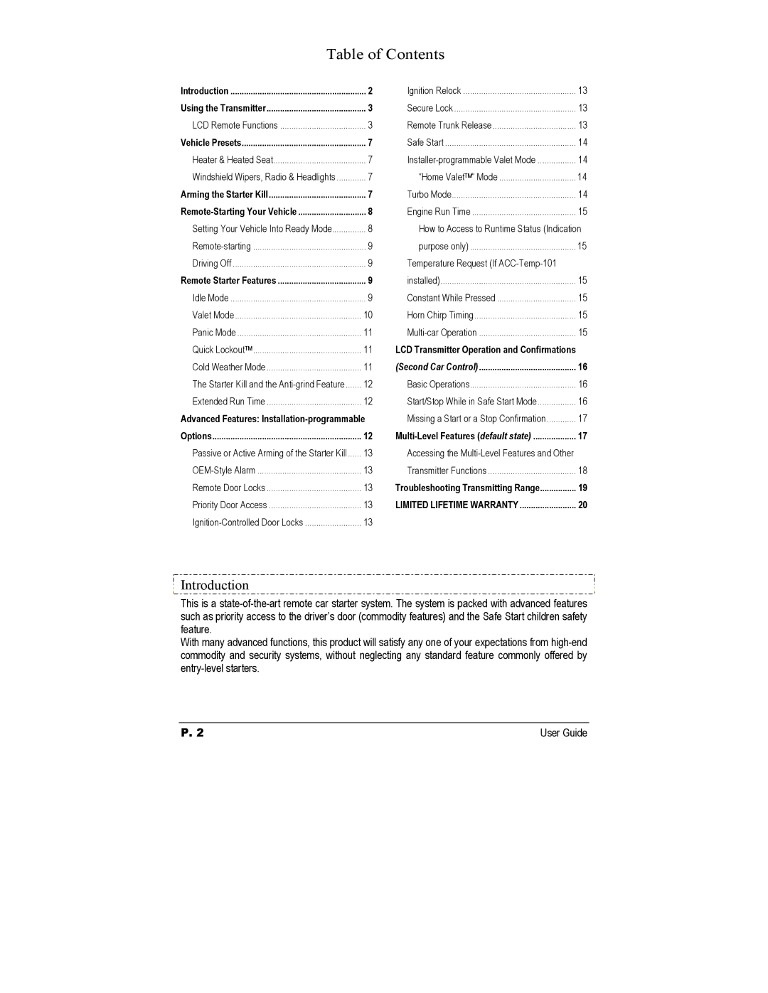 Autostart AS-3472TW-FM manual Table of Contents 