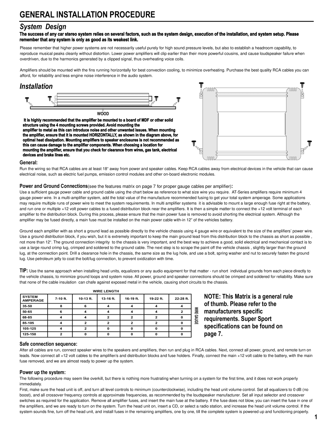 AutoTek AT1200, AT3000.1, AT950, AT2000.1, AT1000, AT1500 manual General Installation Procedure, Wood 