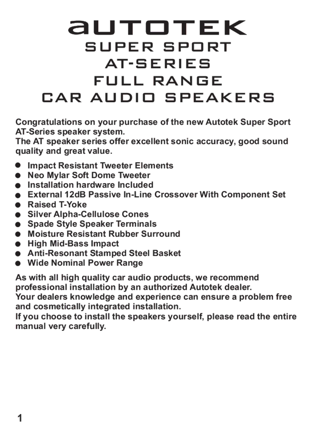 AutoTek AT692, AT693, AT62CX, AT6.2C manual Autotek 