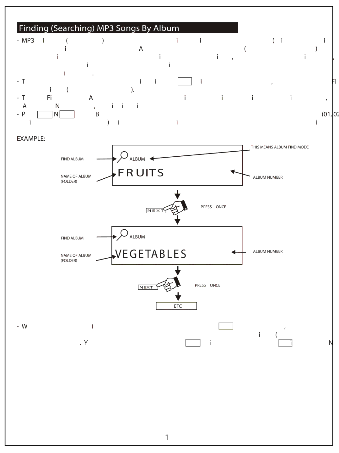 AUVI Technologies MSW1150 manual FR Uits, Finding Searching MP3 Songs By Album 