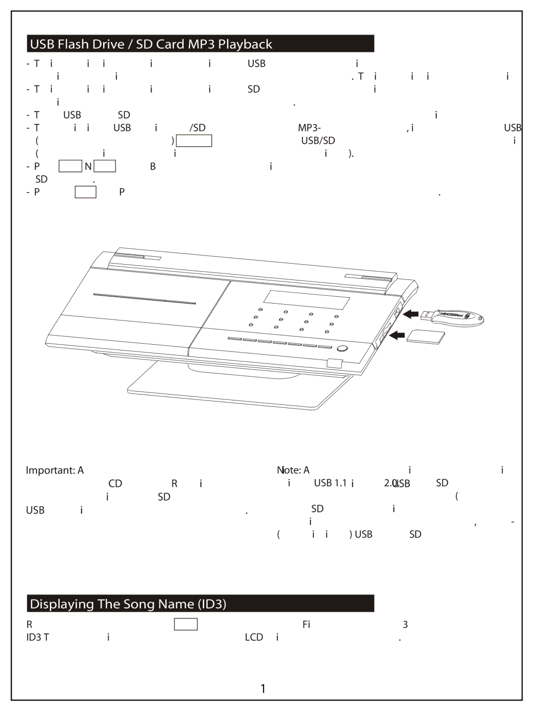 AUVI Technologies MSW1150 manual USB Flash Drive / SD Card MP3 Playback, Displaying The Song Name ID3 