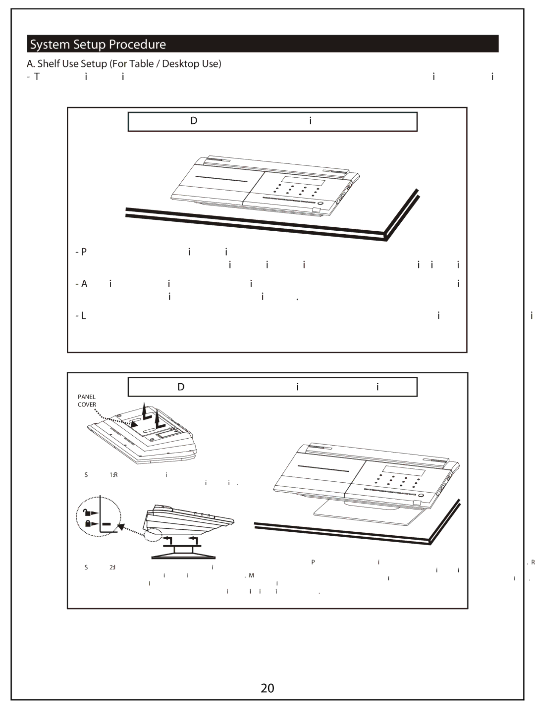 AUVI Technologies MSW1150 manual System Setup Procedure, Shelf Use Setup For Table / Desktop Use 