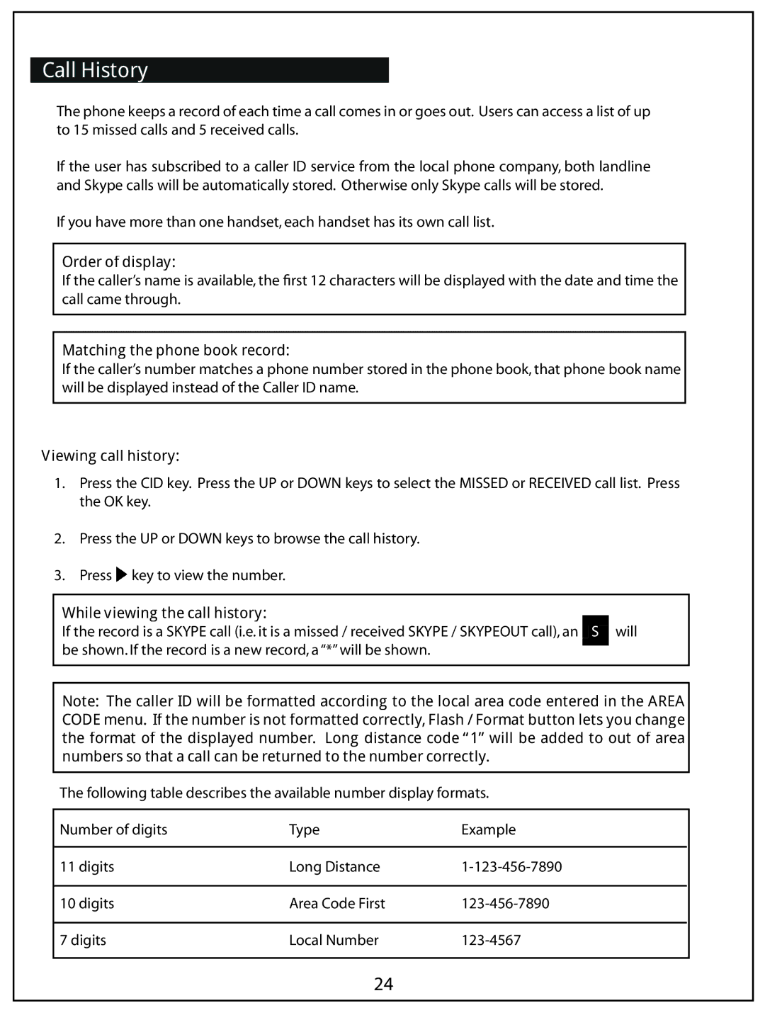 AUVI Technologies PHIP65 manual Call History, Order of display, Matching the phone book record, Viewing call history 