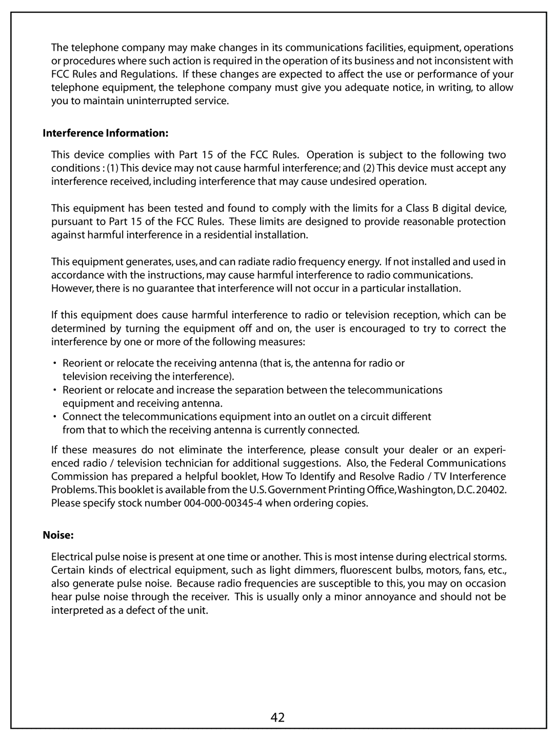 AUVI Technologies PHIP65 manual Interference Information, Noise 