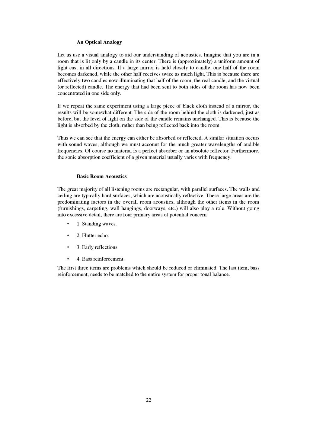 Avalon Acoustics OPUS Ceramique Loudspeaker manual An Optical Analogy, Basic Room Acoustics 