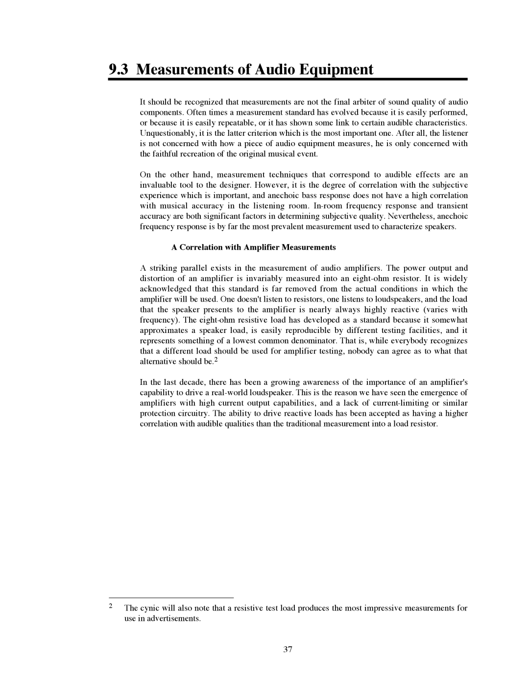 Avalon Acoustics OPUS Ceramique Loudspeaker manual Measurements of Audio Equipment, Correlation with Amplifier Measurements 