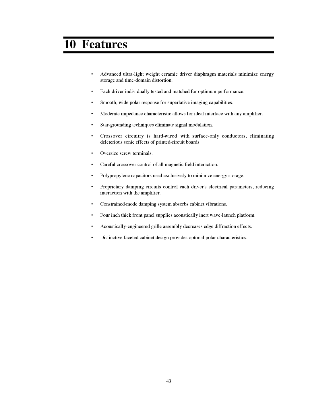 Avalon Acoustics OPUS Ceramique Loudspeaker manual Features 