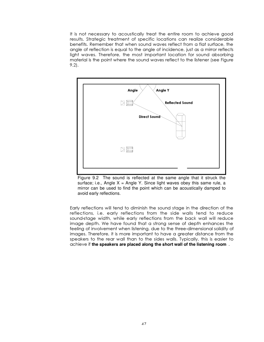 Avalon Acoustics Sentinel manual Angle Angle Y Reflected Sound Direct Sound 