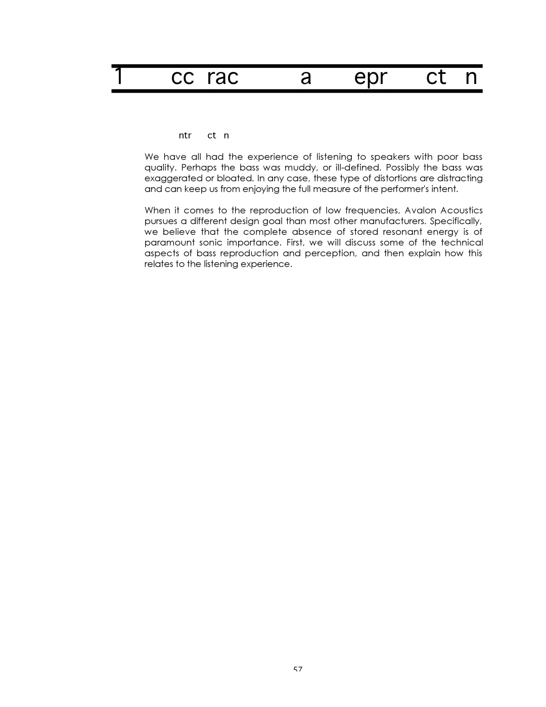 Avalon Acoustics Sentinel manual Accuracy of Bass Reproduction, Introduction 