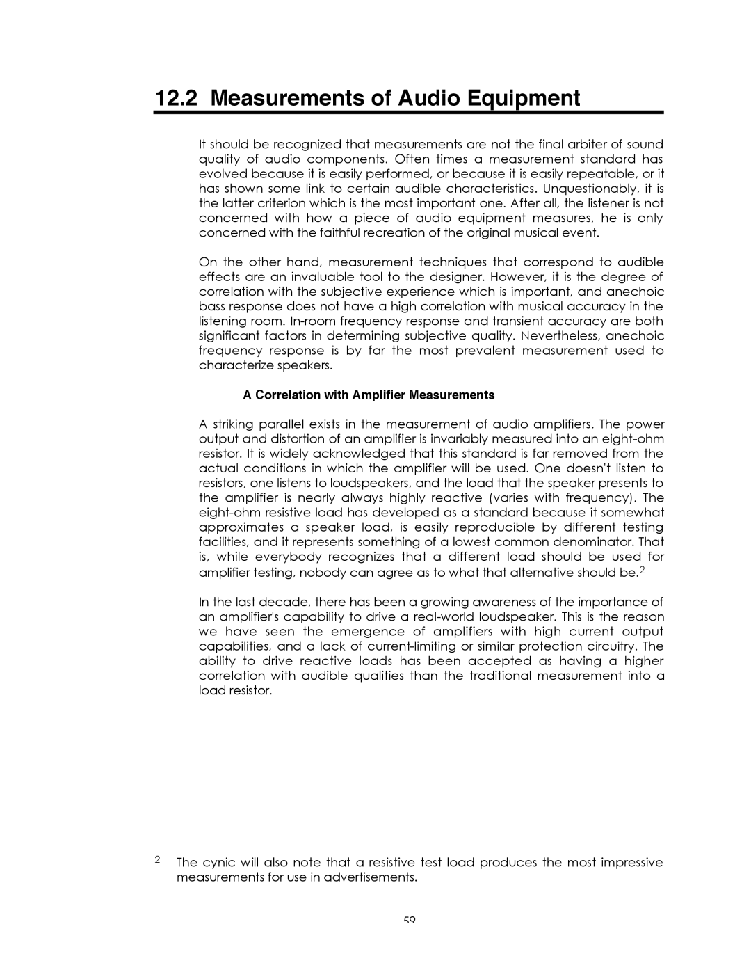 Avalon Acoustics Sentinel manual Measurements of Audio Equipment, Correlation with Amplifier Measurements 