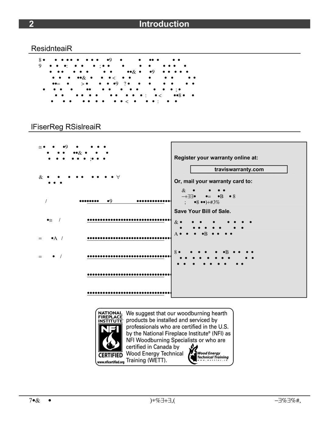 Avalon Stoves 1190 owner manual 2Introduction, Introduction Important Information, Save Your Bill of Sale 