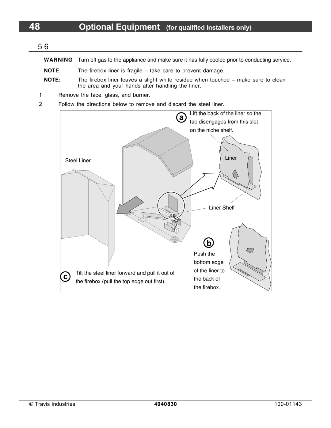 Avalon Stoves 21 DV Fireplace manual Firebox Liner 