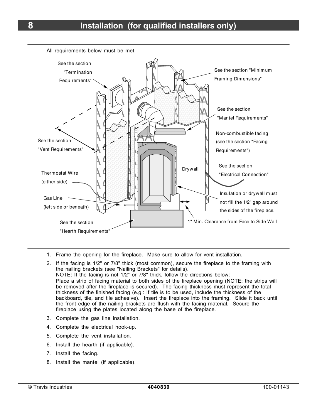 Avalon Stoves 21 DV Fireplace manual Installation Overview, Recommended Installation Procedure 