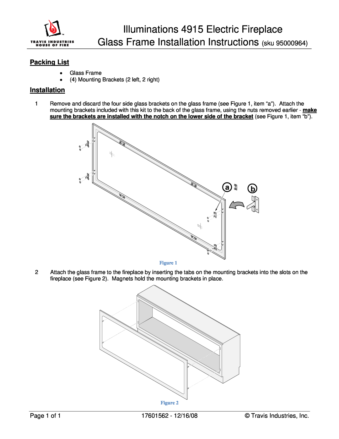 Avalon Stoves installation instructions Illuminations 4915 Electric Fireplace, Packing List, Installation, Page 1 of 