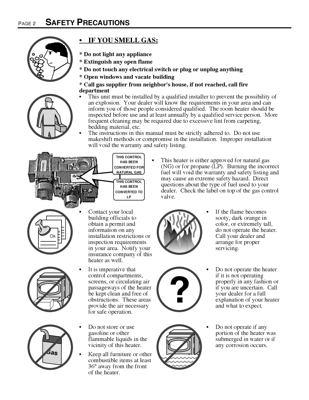 Avalon Stoves 700 B-VENT manual Safety Precautions, ¥ if YOU Smell GAS 