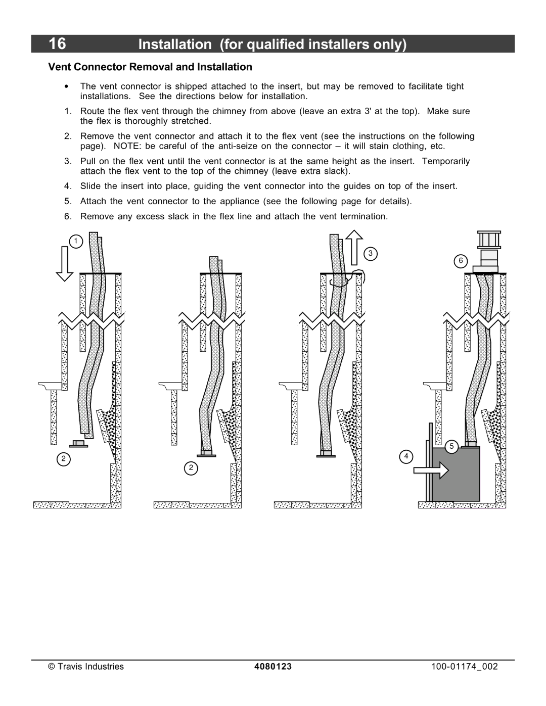 Avalon Stoves DVL Insert EF II owner manual Vent Connector Removal and Installation 