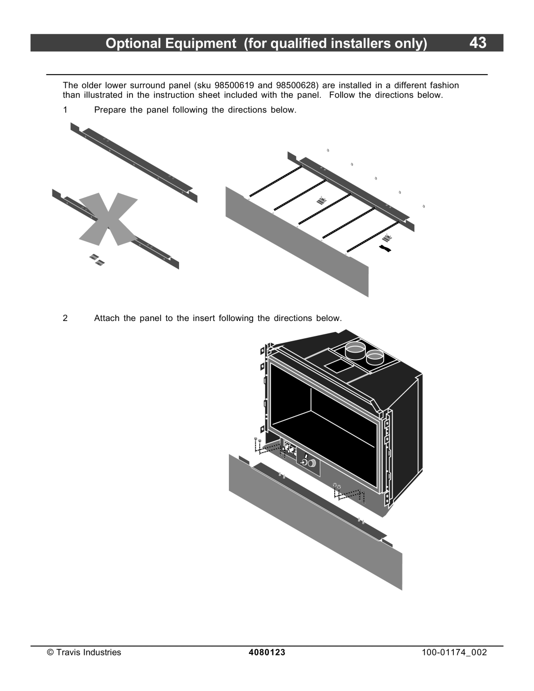 Avalon Stoves DVL Insert EF II owner manual Lower Surround Panel 