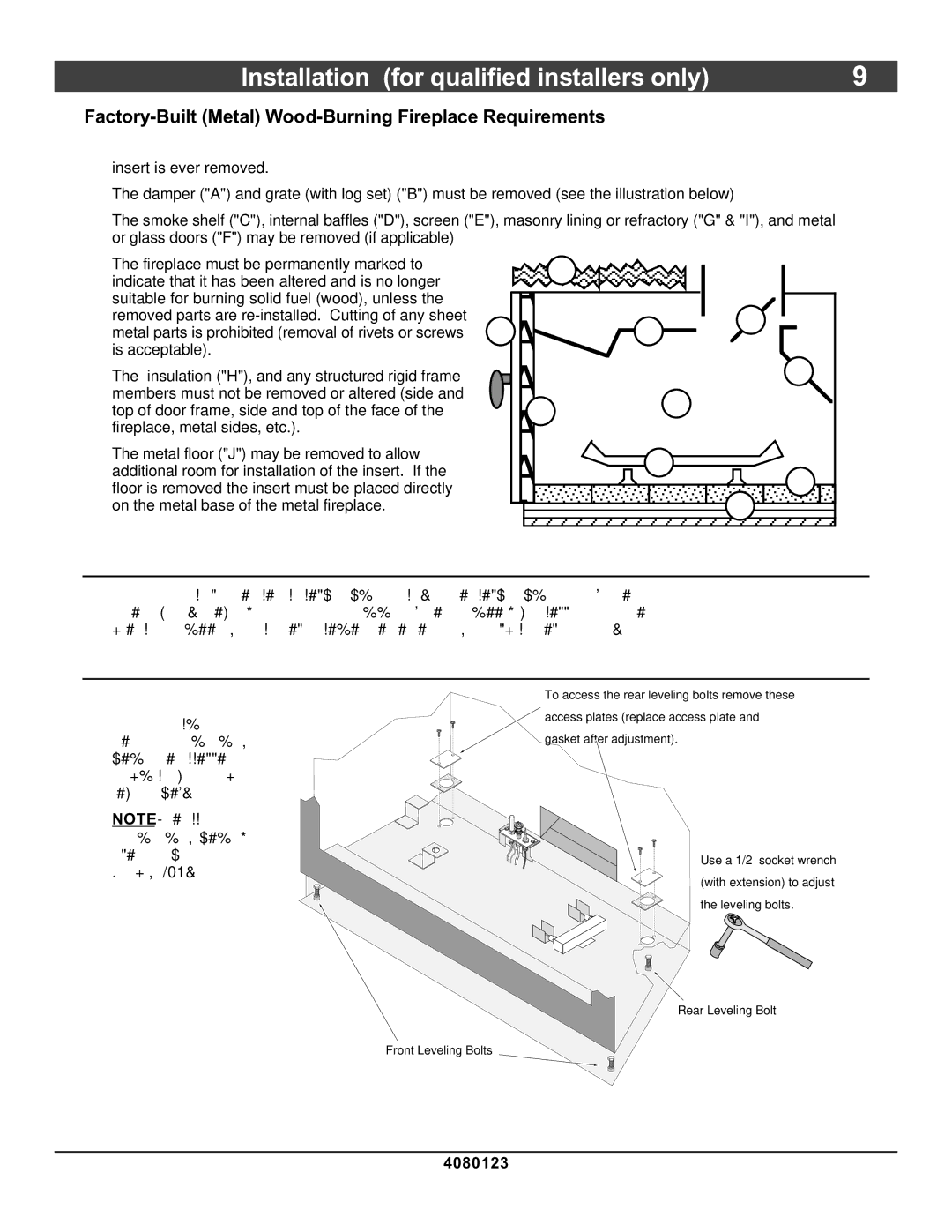 Avalon Stoves DVL Insert EF II owner manual Hearth Requirements, Leveling Bolts 