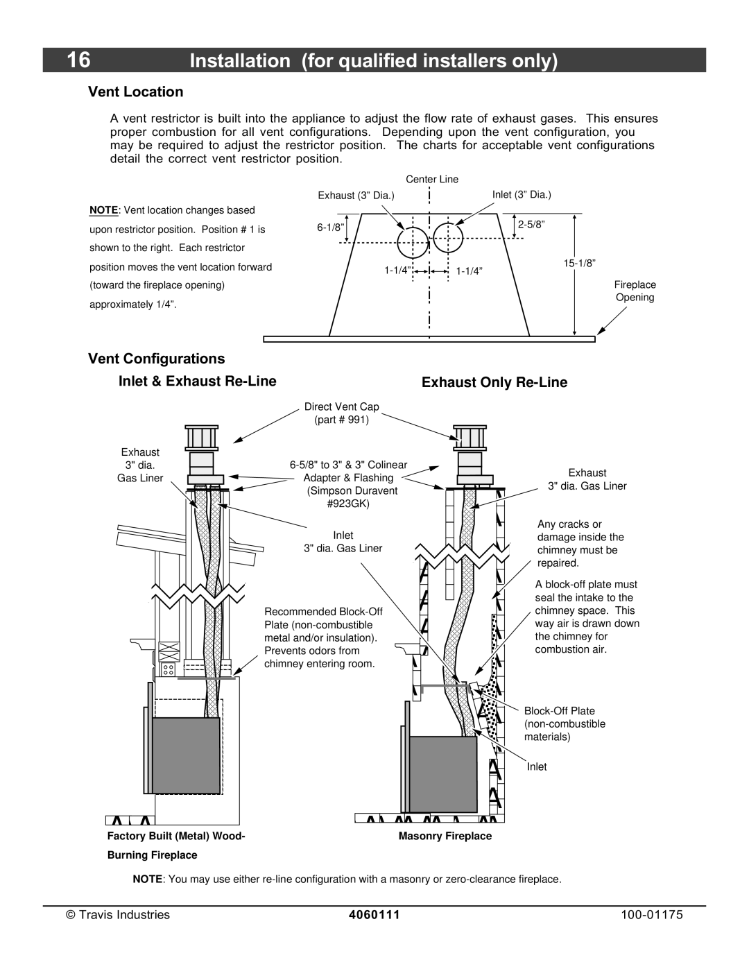 Avalon Stoves DVS Insert EF II owner manual Vent Location, Vent Configurations 