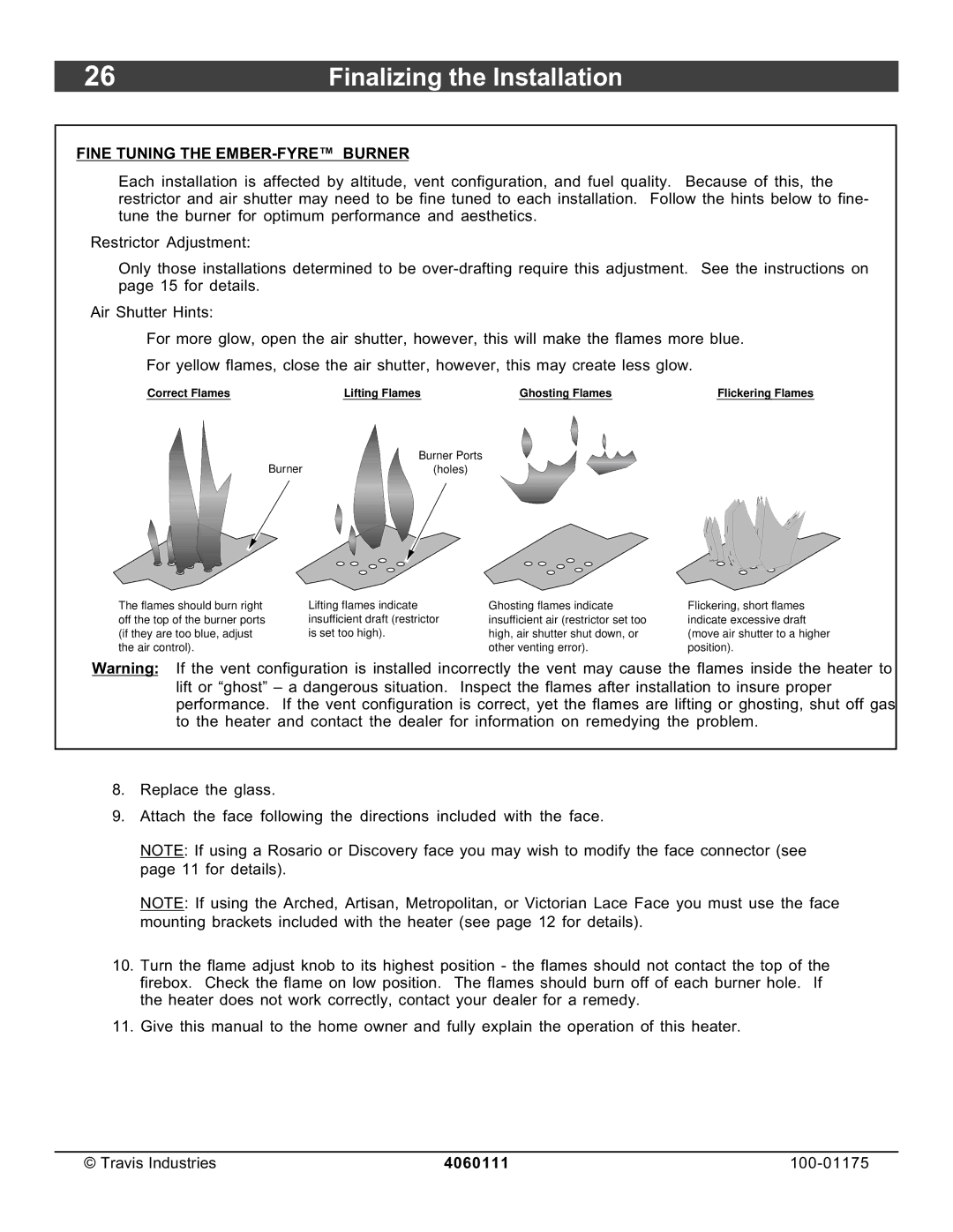 Avalon Stoves DVS Insert EF II owner manual Fine Tuning the EMBER-FYRE Burner 