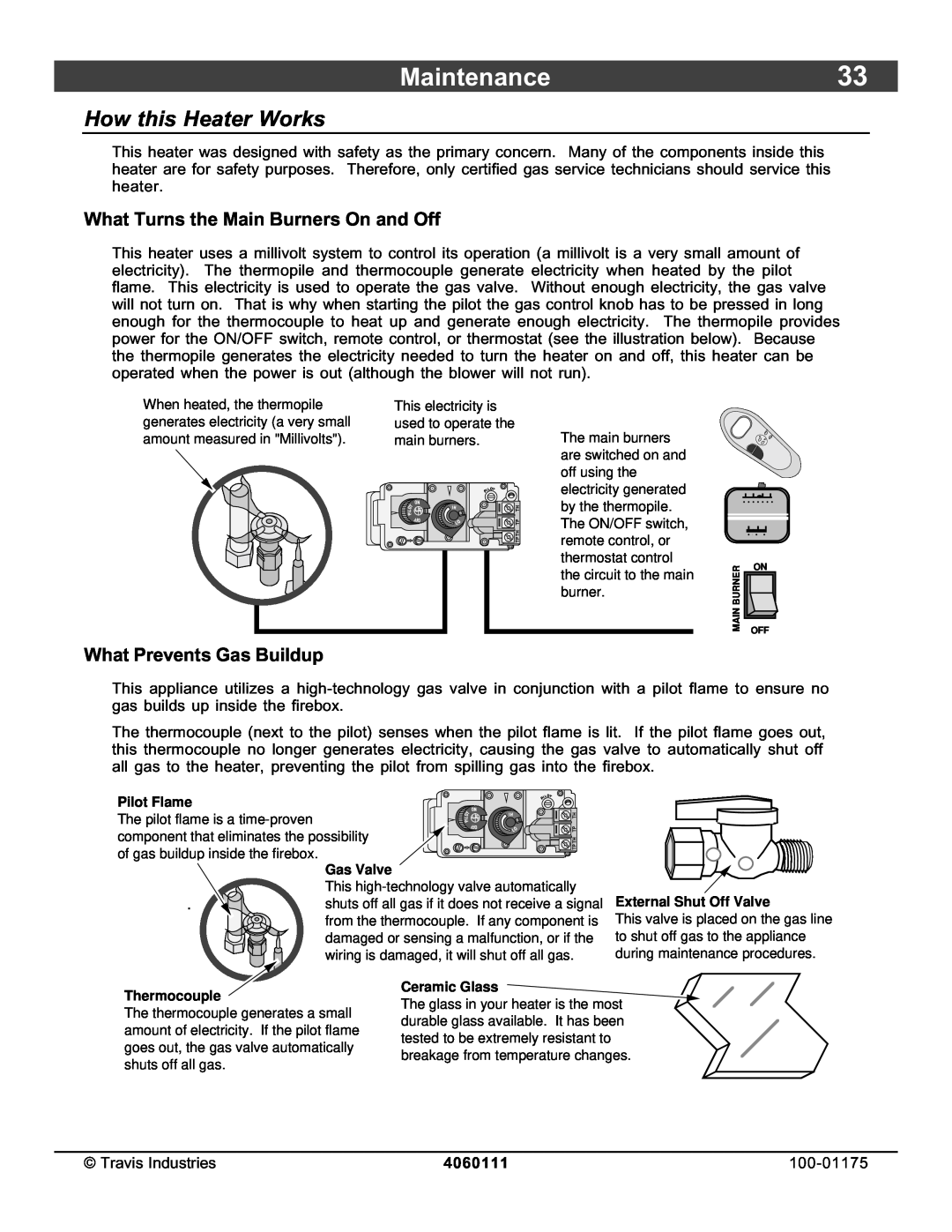 Avalon Stoves DVS Insert EF II owner manual Maintenance33, How this Heater Works, 4060111 