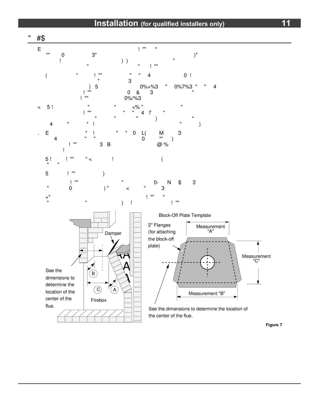 Avalon Stoves Flush Wood Insert owner manual Block-Off Plate Installation, Block-Off Plate Template 