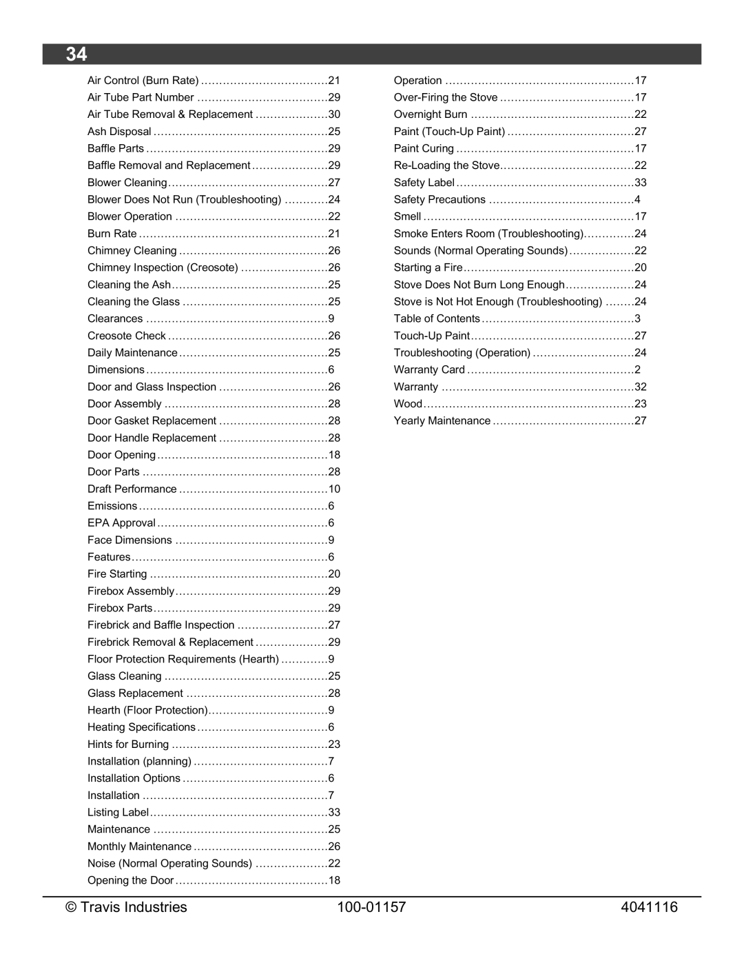 Avalon Stoves Flush Wood Insert owner manual Travis Industries 100-01157 4041116 