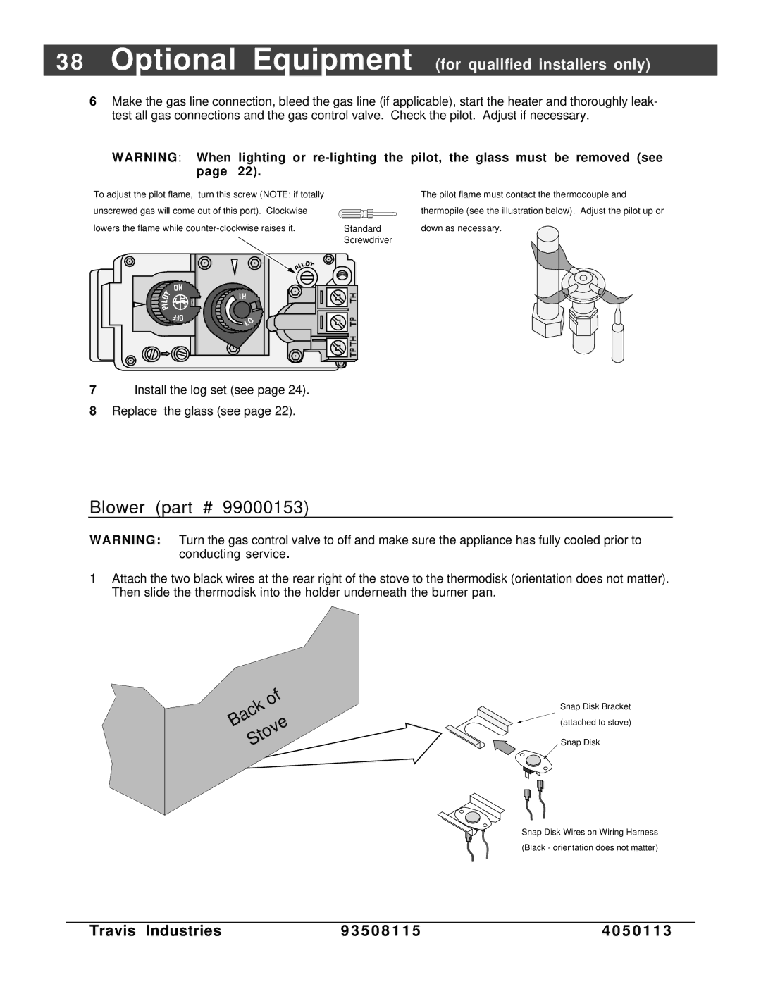 Avalon Stoves Freestanding Stove owner manual Blower, Back Stove 