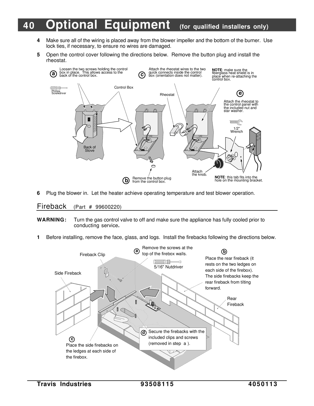 Avalon Stoves Freestanding Stove owner manual Fireback 