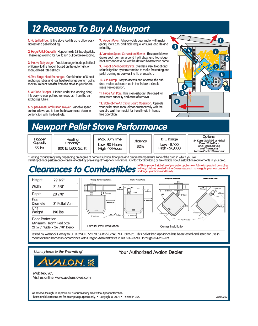Avalon Stoves Pellet Burning Stove manual Reasons To Buy A Newport, Newport Pellet Stove Performance 