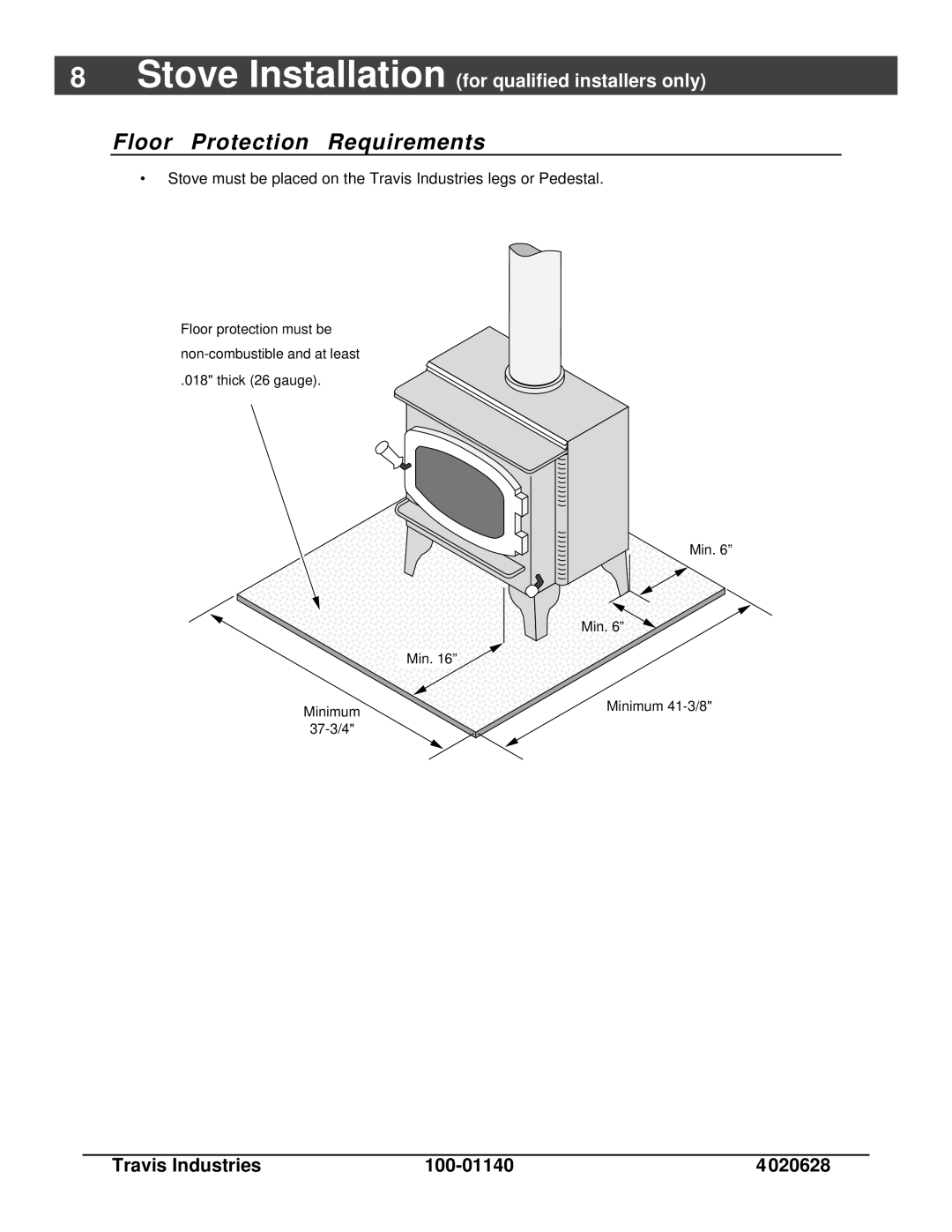 Avalon Stoves Rainier owner manual Floor Protection Requirements 