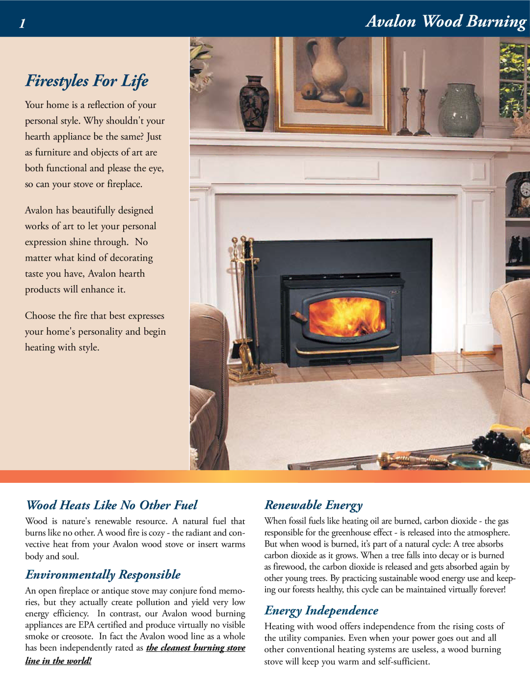 Avalon Stoves Wood Burning Stove & Insert manual Firestyles For Life 