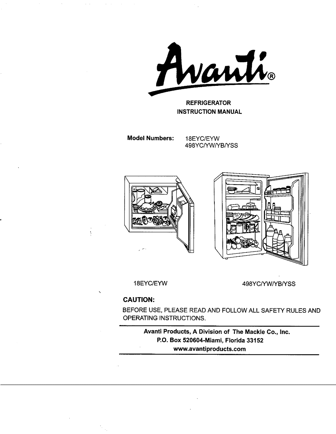 Avanti 18EYC manual 