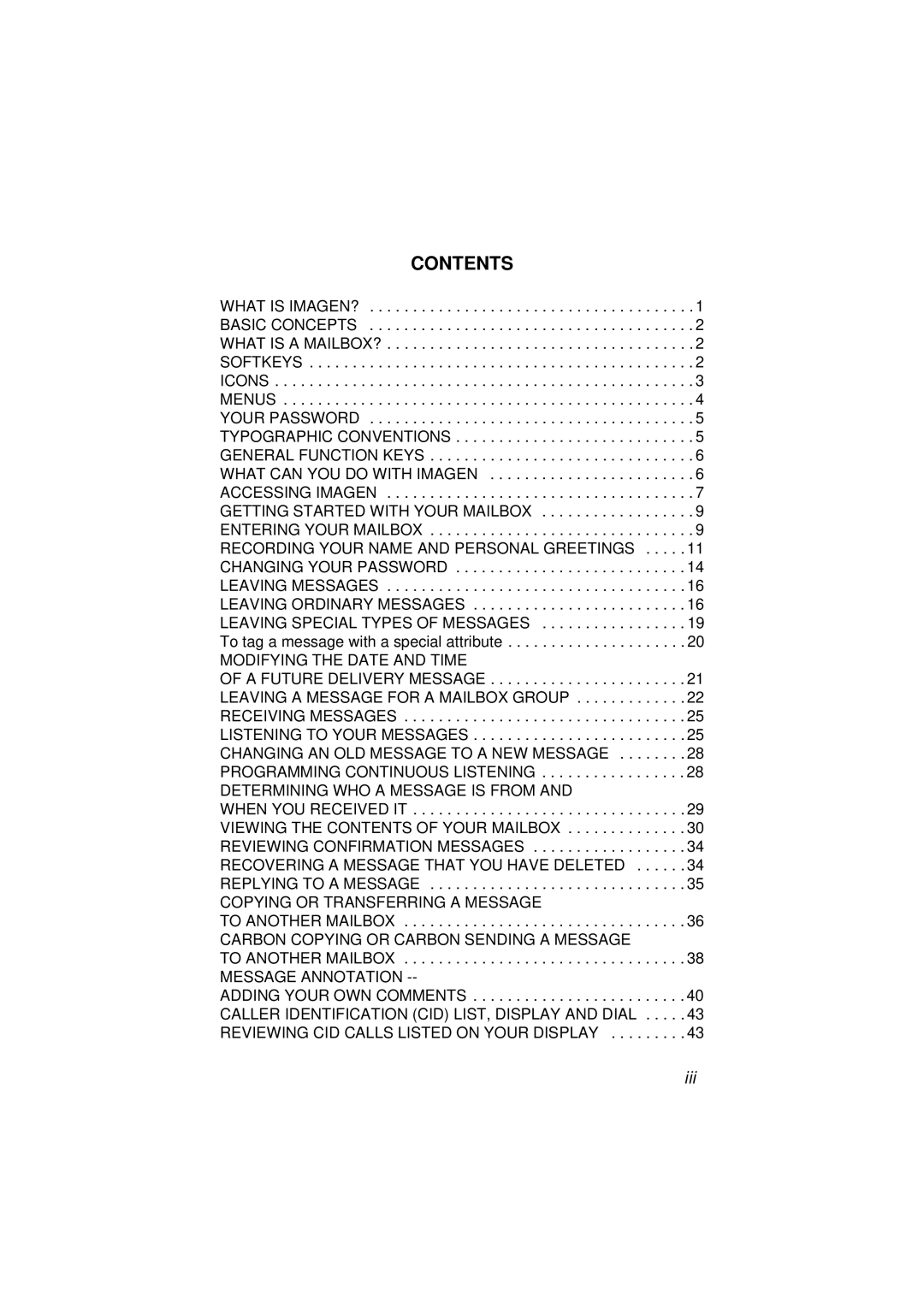 Avanti 3025 manual Contents 