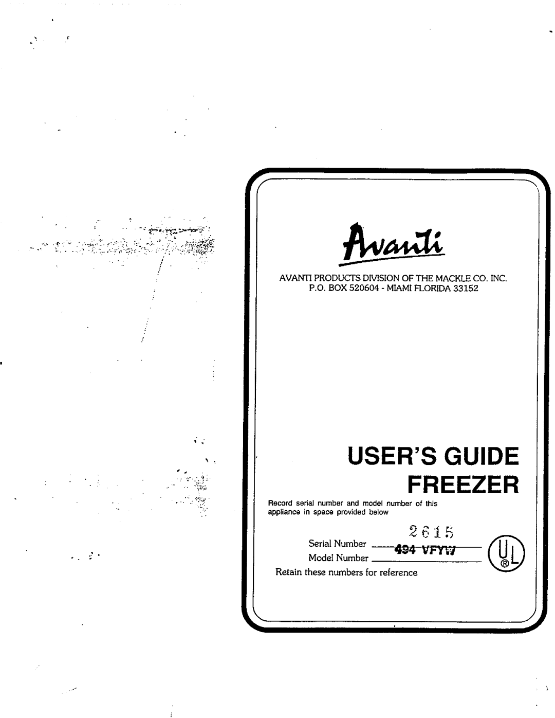 Avanti 494 VFYW manual 