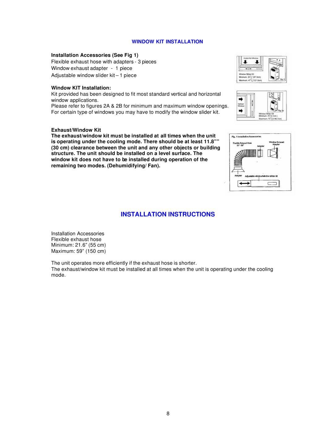 Avanti Air Conditioner instruction manual Installation Instructions, Window KIT Installation 